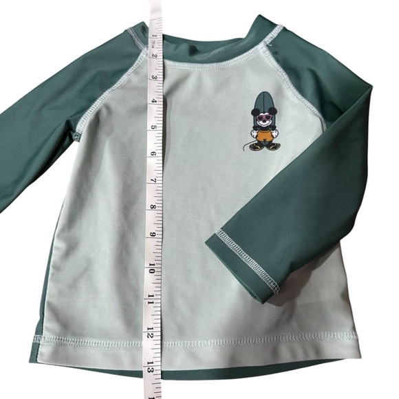 Disney Mickey Mouse Boys 12 m Long Sleeve Rashguard Swim Shirt Surf Beach Sage - Picture 3 of 7